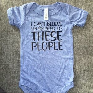 Bella Canvas Light Blue Baby Bodysuit with Fun Text